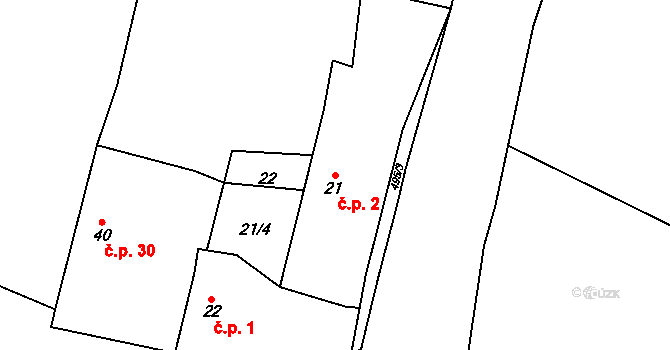 Vilémovice 2, Červené Janovice na parcele st. 21 v KÚ Vilémovice u Červených Janovic, Katastrální mapa