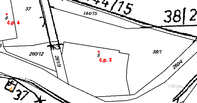 Lipina 3, Zbraslavice na parcele st. 5 v KÚ Lipina u Zruče nad Sázavou, Katastrální mapa