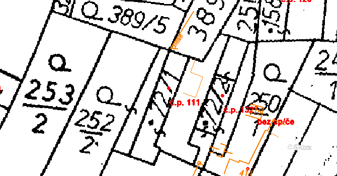 Žehušice 111 na parcele st. 72/1 v KÚ Žehušice, Katastrální mapa