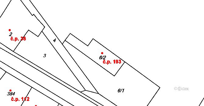 Popůvky 193 na parcele st. 6/2 v KÚ Popůvky u Brna, Katastrální mapa
