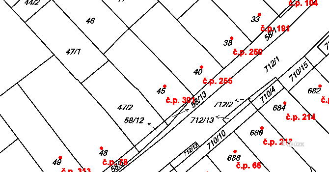 Zarazice 301, Veselí nad Moravou na parcele st. 45 v KÚ Zarazice, Katastrální mapa