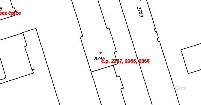 Kročehlavy 2365,2366,2367, Kladno na parcele st. 3745 v KÚ Kročehlavy, Katastrální mapa