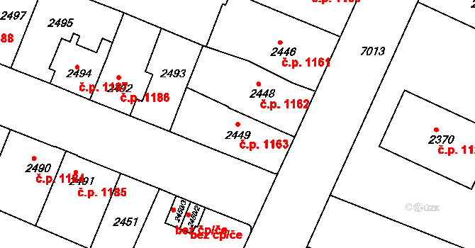 Boskovice 1163 na parcele st. 2449 v KÚ Boskovice, Katastrální mapa