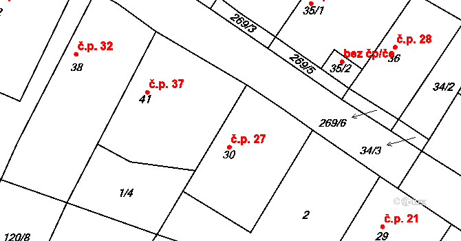 Štít 27, Klamoš na parcele st. 30 v KÚ Štít, Katastrální mapa
