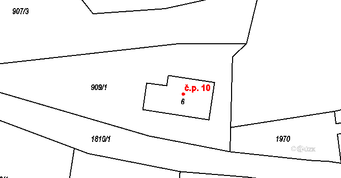 Juliovka 10, Krompach na parcele st. 6 v KÚ Krompach, Katastrální mapa