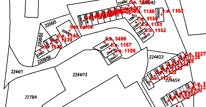Ústí nad Labem-centrum 1157, Ústí nad Labem na parcele st. 2244/18 v KÚ Ústí nad Labem, Katastrální mapa
