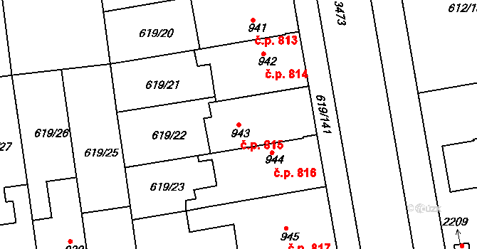 Lysá nad Labem 815 na parcele st. 943 v KÚ Lysá nad Labem, Katastrální mapa