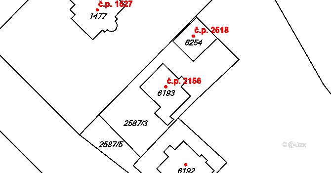 Cheb 2156 na parcele st. 6193 v KÚ Cheb, Katastrální mapa