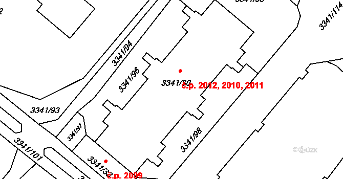 Chodov 2010,2011,2012, Praha na parcele st. 3341/30 v KÚ Chodov, Katastrální mapa