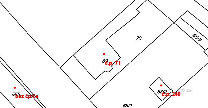 Sedlec 71, Praha na parcele st. 69 v KÚ Sedlec, Katastrální mapa