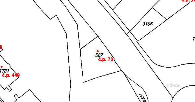 Střední Předměstí 73, Trutnov na parcele st. 527 v KÚ Trutnov, Katastrální mapa