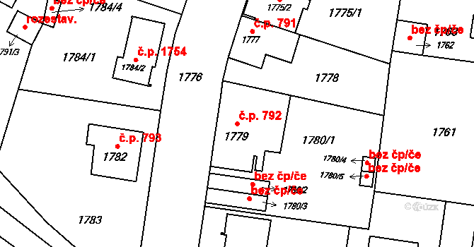 České Budějovice 7 792, České Budějovice na parcele st. 1779 v KÚ České Budějovice 7, Katastrální mapa