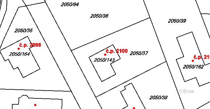 Pelhřimov 2100 na parcele st. 2050/143 v KÚ Pelhřimov, Katastrální mapa