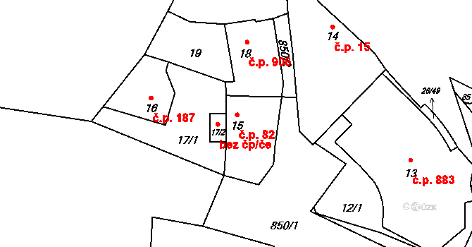 Čimice 82, Praha na parcele st. 15 v KÚ Čimice, Katastrální mapa
