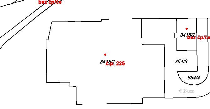 Latrán 225, Český Krumlov na parcele st. 3415/1 v KÚ Český Krumlov, Katastrální mapa