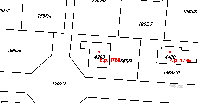 Čelákovice 1785 na parcele st. 4293 v KÚ Čelákovice, Katastrální mapa