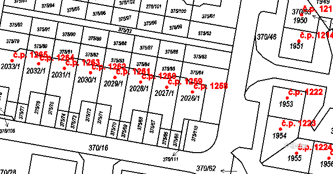 Starý Plzenec 1259 na parcele st. 2027/1 v KÚ Starý Plzenec, Katastrální mapa