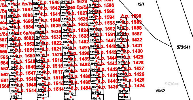 Klokoty 1446, Tábor na parcele st. 696/169 v KÚ Klokoty, Katastrální mapa