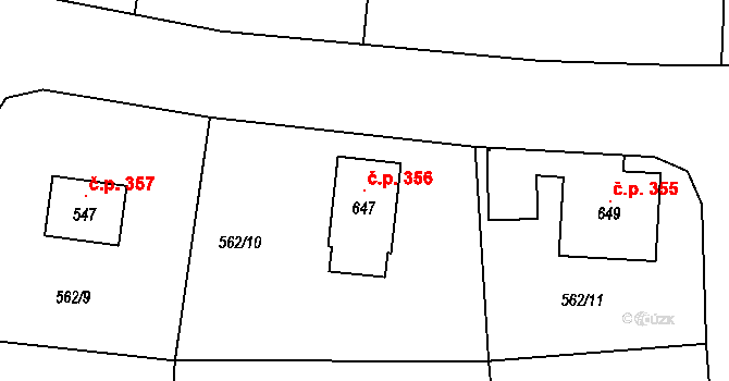 Libá 356 na parcele st. 647 v KÚ Libá, Katastrální mapa