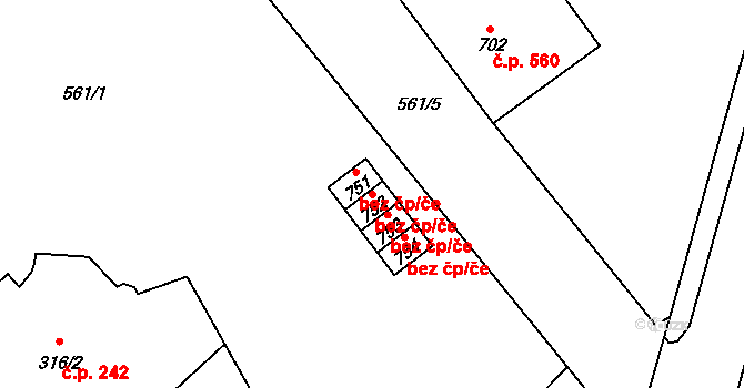 Borohrádek 38459078 na parcele st. 752 v KÚ Borohrádek, Katastrální mapa