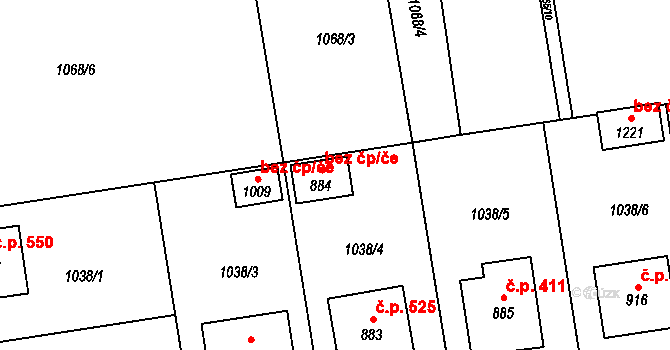 Mirošov 43643078 na parcele st. 884 v KÚ Mirošov, Katastrální mapa