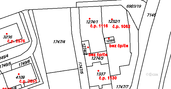 Žatec 47821078 na parcele st. 1274/2 v KÚ Žatec, Katastrální mapa