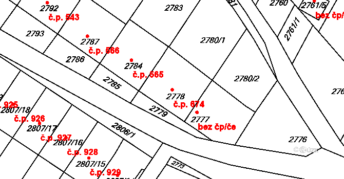 Nivnice 674 na parcele st. 2778 v KÚ Nivnice, Katastrální mapa