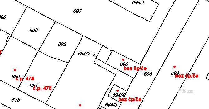 Kamenice nad Lipou 49105078 na parcele st. 694/2 v KÚ Kamenice nad Lipou, Katastrální mapa