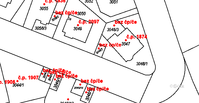 Teplice 49163078 na parcele st. 3048/2 v KÚ Teplice, Katastrální mapa