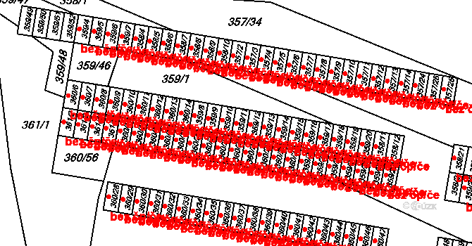 Rousínov 114 na parcele st. 359/11 v KÚ Rousínov u Vyškova, Katastrální mapa