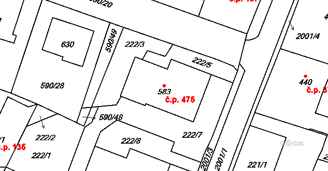 Ronov nad Doubravou 475 na parcele st. 583 v KÚ Ronov nad Doubravou, Katastrální mapa