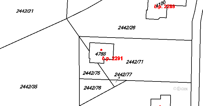 Rožnov pod Radhoštěm 2291 na parcele st. 4788 v KÚ Rožnov pod Radhoštěm, Katastrální mapa