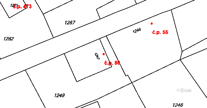 Suchdol nad Odrou 56 na parcele st. 1247 v KÚ Suchdol nad Odrou, Katastrální mapa