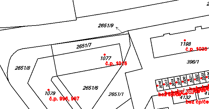 Humpolec 1016 na parcele st. 1077 v KÚ Humpolec, Katastrální mapa