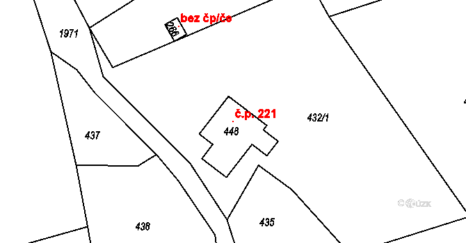 Kamenec u Poličky 221 na parcele st. 448 v KÚ Kamenec u Poličky, Katastrální mapa