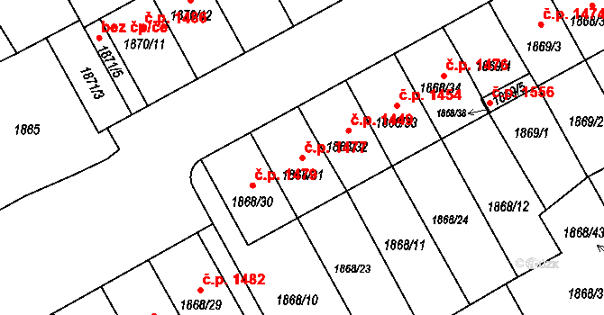 Holešov 1477 na parcele st. 1868/31 v KÚ Holešov, Katastrální mapa
