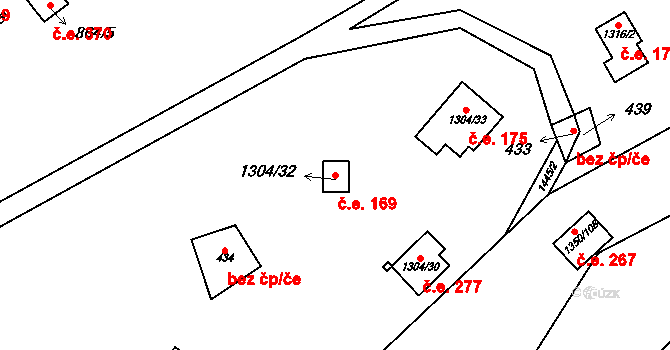 Oslnovice 169 na parcele st. 1304/32 v KÚ Oslnovice, Katastrální mapa