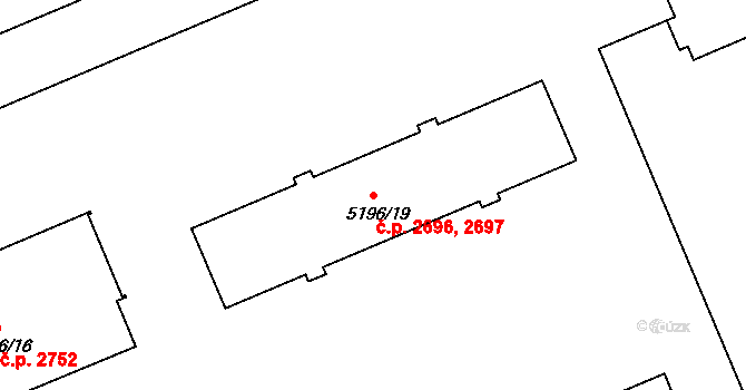 Přerov I-Město 2696,2697, Přerov na parcele st. 5196/19 v KÚ Přerov, Katastrální mapa