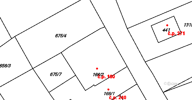 Olešnice 160 na parcele st. 166/2 v KÚ Olešnice u Trhových Svinů, Katastrální mapa