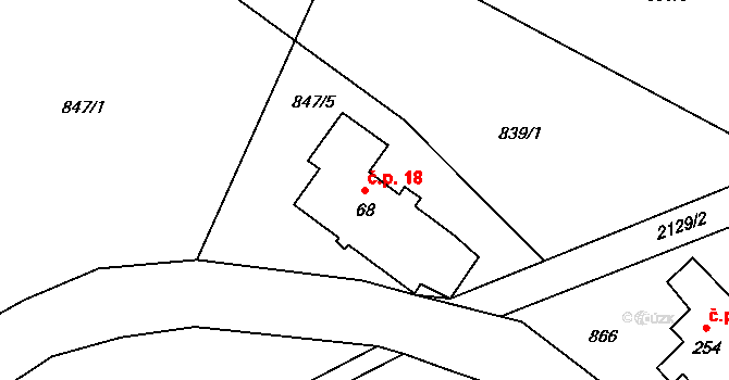 Alšovice 18, Pěnčín na parcele st. 68 v KÚ Alšovice, Katastrální mapa