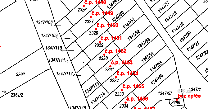 Dobříš 1452 na parcele st. 2330 v KÚ Dobříš, Katastrální mapa