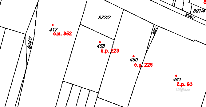 Archlebov 223 na parcele st. 458 v KÚ Archlebov, Katastrální mapa