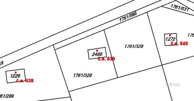 Morávka 539 na parcele st. 2495 v KÚ Morávka, Katastrální mapa