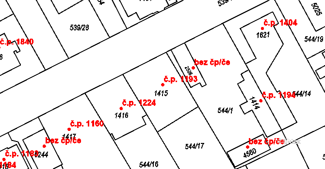 Šumperk 1193 na parcele st. 1415 v KÚ Šumperk, Katastrální mapa