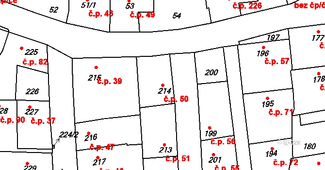 Švermov 50, Kladno na parcele st. 214 v KÚ Motyčín, Katastrální mapa