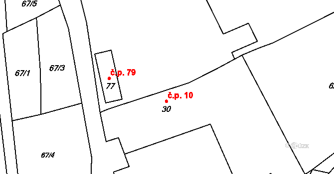Dolní Němčice 10, Dačice na parcele st. 30 v KÚ Dolní Němčice, Katastrální mapa