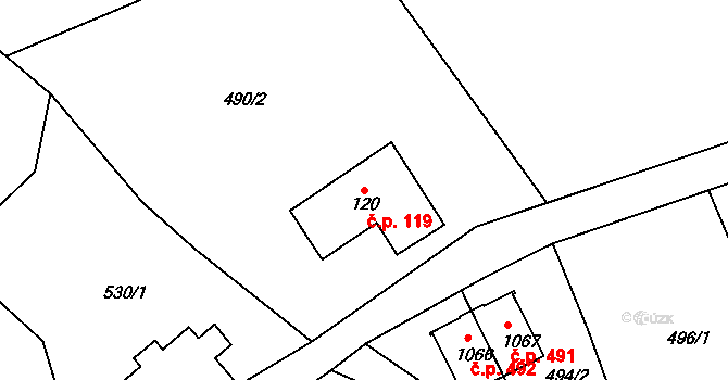 Dolní Rokytnice 119, Rokytnice nad Jizerou na parcele st. 120 v KÚ Dolní Rokytnice, Katastrální mapa