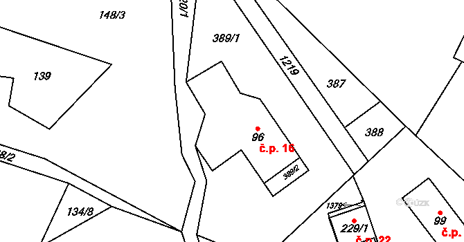 Skuhrov 16, Lomnice nad Popelkou na parcele st. 96 v KÚ Rváčov, Katastrální mapa