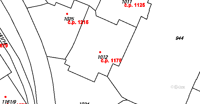 Děčín IV-Podmokly 1175, Děčín na parcele st. 1012 v KÚ Podmokly, Katastrální mapa