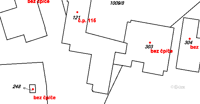 Chvalčov 115 na parcele st. 121 v KÚ Chvalčov, Katastrální mapa